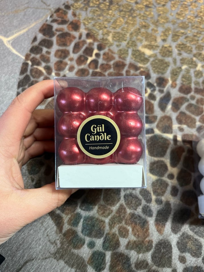 El Yapımı Gümüş Renkli Gül Mum Seti - Görsel 4