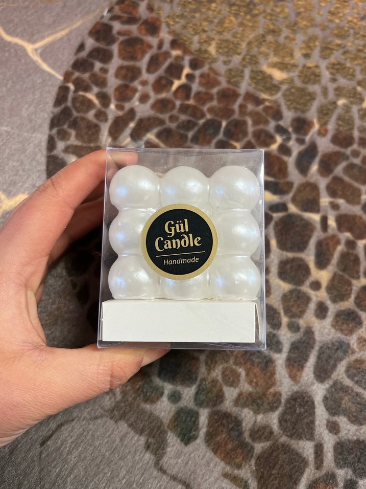 El Yapımı Gümüş Renkli Gül Mum Seti - Görsel 3