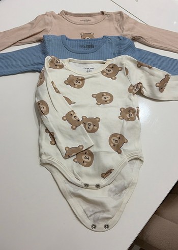 Uzun Kollu Bebek Body Seti - Ayıcık Desenli - Görsel 3