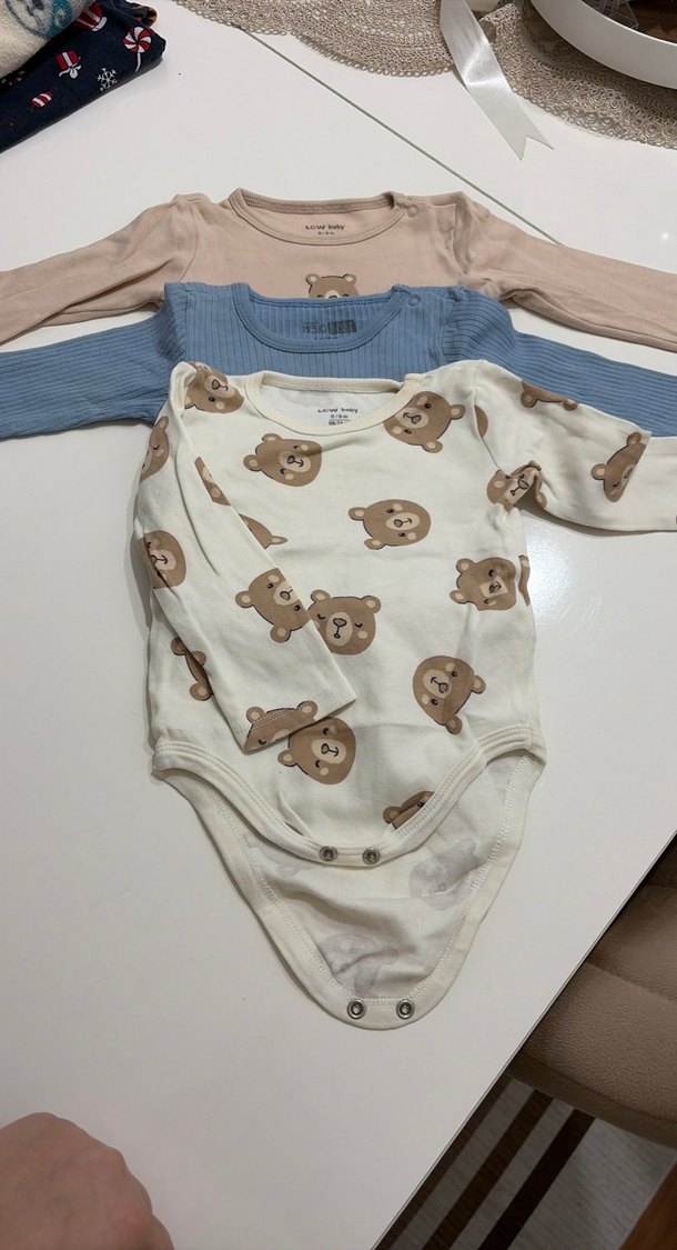 Uzun Kollu Bebek Body Seti - Ayıcık Desenli - Görsel 3