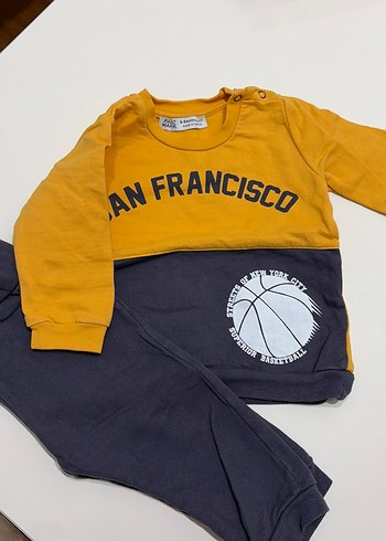 Sarı Lacivert Baskılı Bebek Takımı - Görsel 3