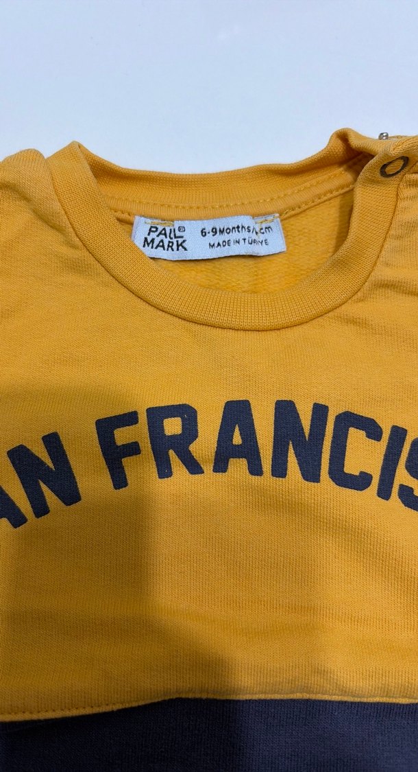 Sarı Lacivert Baskılı Bebek Takımı - Görsel 2