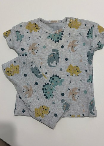 Gri Desenli Erkek Bebek Kısa Kollu Takım - Görsel 2