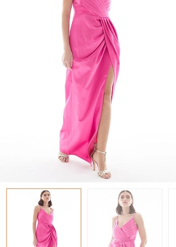 Adil Işık Marka Pembe Drapeli Uzun Abiye Elbise - Görsel 3