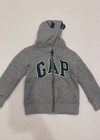 Gap Gri Melanj Kapusonlu Cocuk Sweatshirt