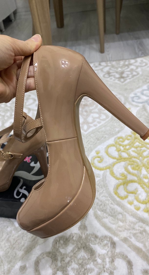 Bej Rugan Tokalı Stiletto Kadın Ayakkabı - Görsel 5