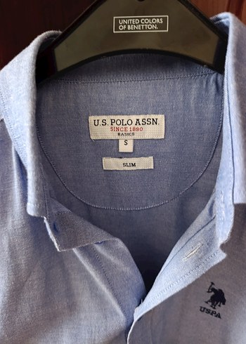 US POLO Erkek Uzun Kollu Düğmeli Mavi Gömlek - Görsel 2