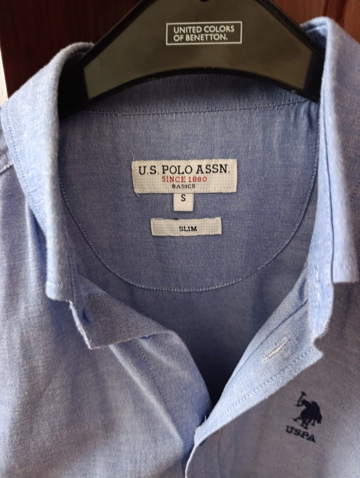 US POLO Erkek Uzun Kollu Düğmeli Mavi Gömlek - Görsel 2