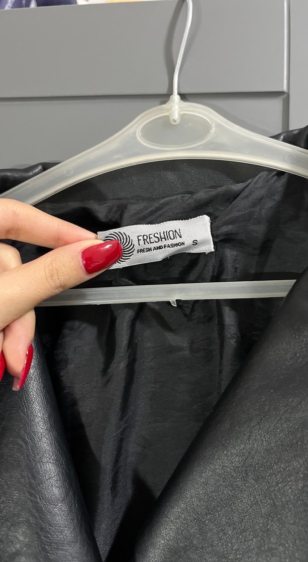 Kadın Siyah Deri Biker Ceket - Görsel 3