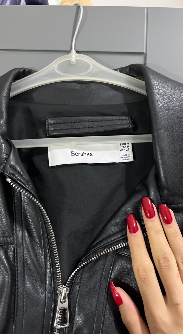 Deri Siyah Biker Ceket - Görsel 2