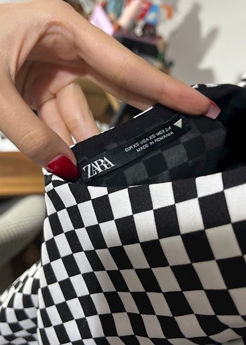 Siyah Beyaz Kareli Mini elbise - Görsel 3