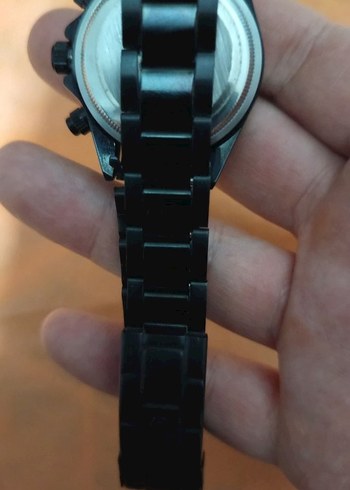 Rolex Daytona Tarzı Siyah Metal Kordon - Görsel 4