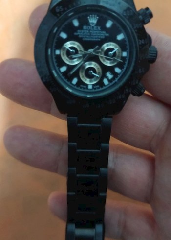 Rolex Daytona Tarzı Siyah Metal Kordon - Görsel 3