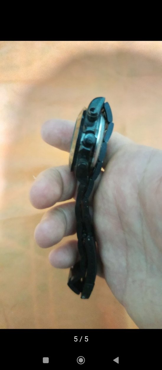 Rolex Daytona Tarzı Siyah Metal Kordon - Görsel 5