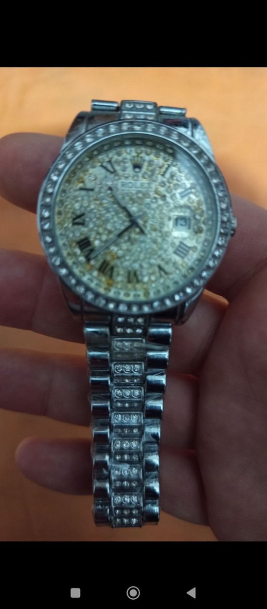 Taşlı Rolex Tarzı Metal Kordon Saat - Görsel 3