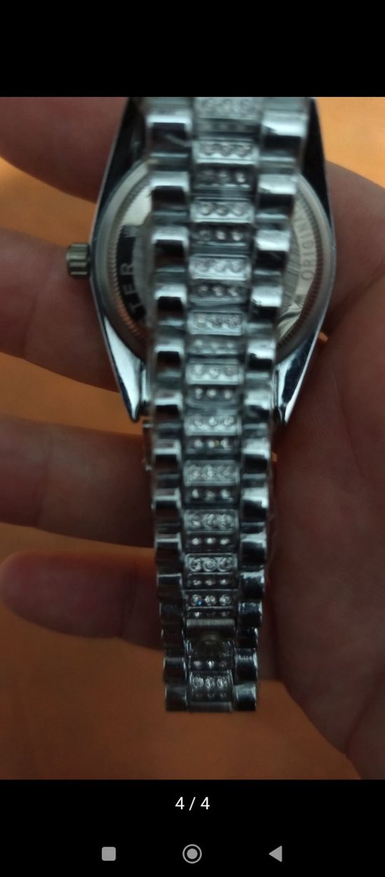 Taşlı Rolex Tarzı Metal Kordon Saat - Görsel 4