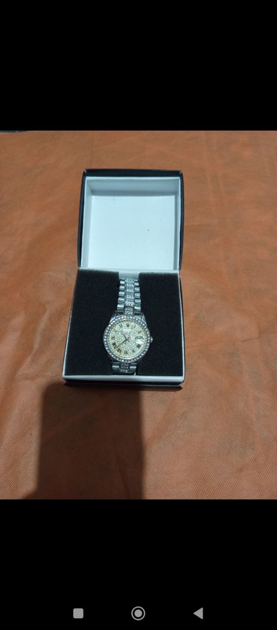 Taşlı Rolex Tarzı Metal Kordon Saat - Görsel 2