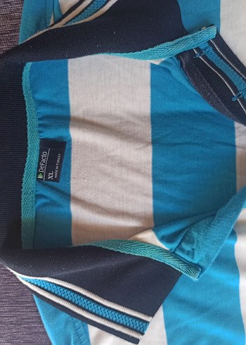 Mavi Beyaz Çizgili Erkek Polo Tişört - Görsel 3