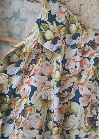 Çiçek Desenli Bohem Bej Kadın Gömlek - Görsel 3