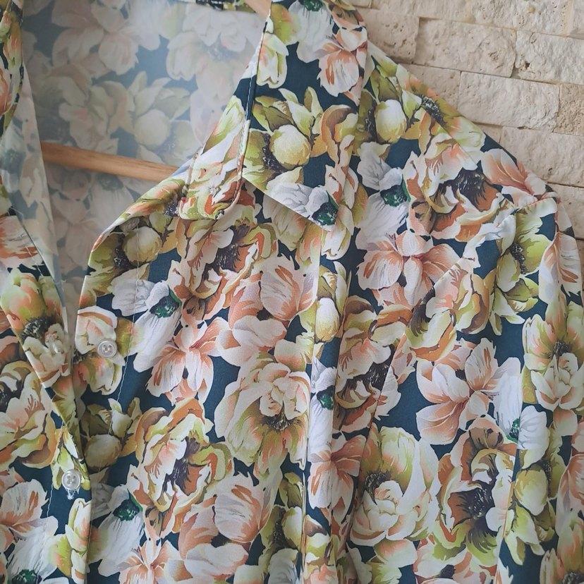 Çiçek Desenli Bohem Bej Kadın Gömlek - Görsel 3