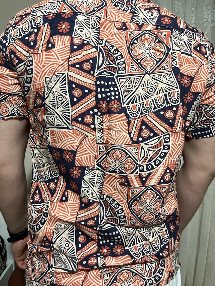 Desenli Kısa Kollu Erkek Gömlek - Görsel 2