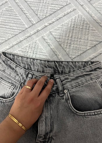 xs Beden Gri uzun Boy Kadın Denim Pantolon