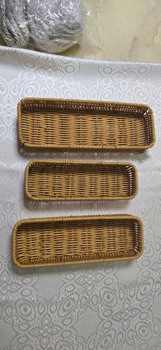 Bej Hasır/rattan Sepet Seti 3lü - Görsel 2