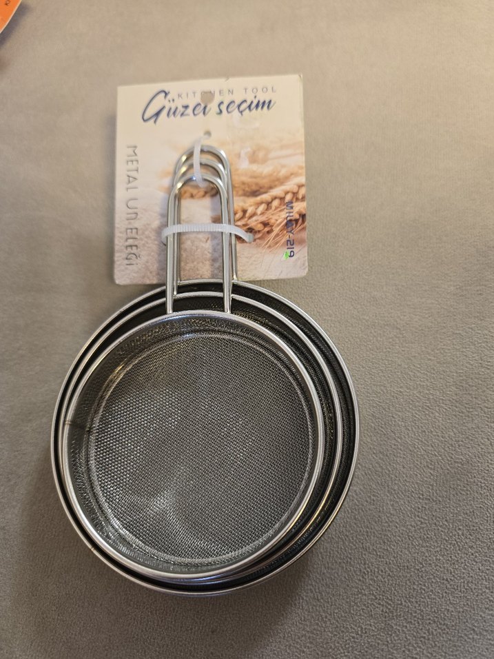 Metal Saplı 3'lü İnce Süzgeç Seti - Görsel 2