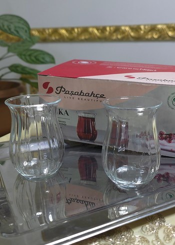 Paşabahçe Linka Cam Çay Bardağı ve tabağı - Görsel 2