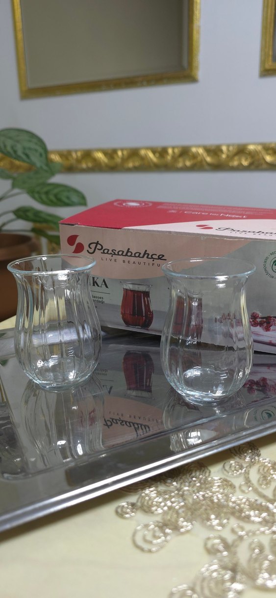 Paşabahçe Linka Cam Çay Bardağı ve tabağı - Görsel 2