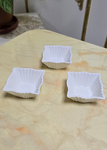 Beyaz Seramik Kare Mini Kase Seti - Görsel 2