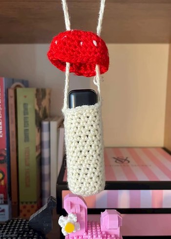 Renkli Örgü Mantar Ruj Çantası - Görsel 2