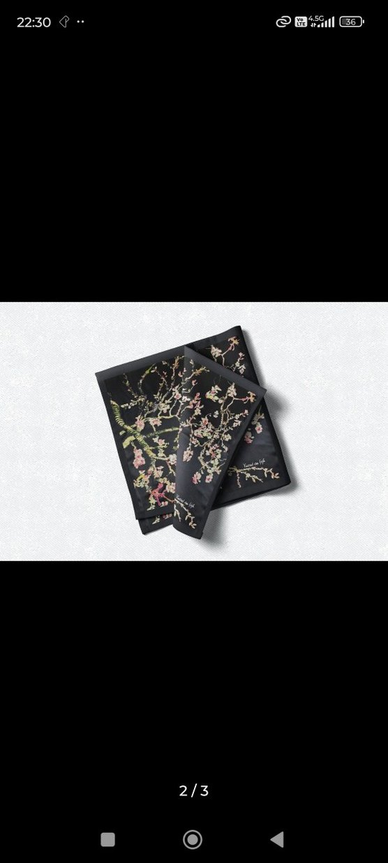 İnce İşlemeli Siyah İpeksi Kadın Fular 55x55 - Görsel 2