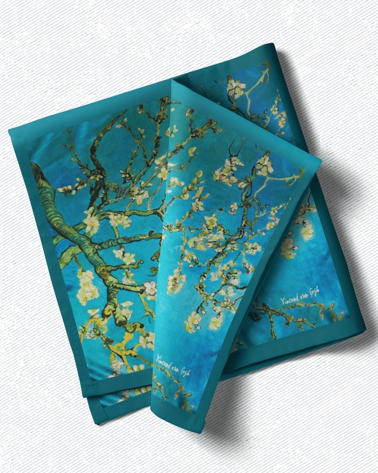 VAN GOGH 55X55 FULAR LÜKS İPEK RAYON - Görsel 4