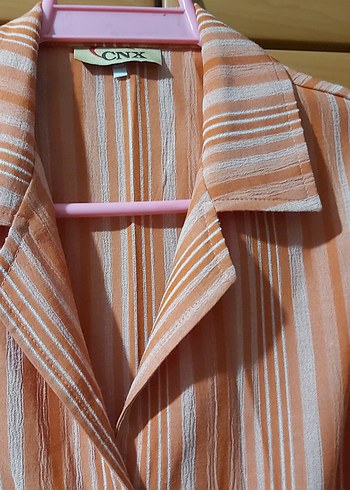 Turuncu Kolsuz Midi Gömlek - Görsel 2