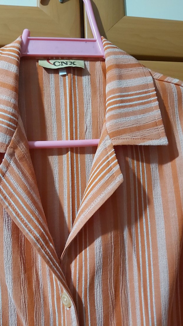 Turuncu Kolsuz Midi Gömlek - Görsel 2