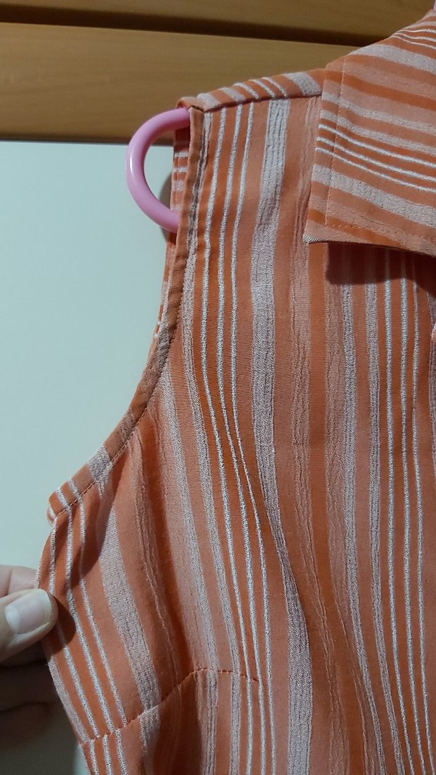 Turuncu Kolsuz Midi Gömlek - Görsel 4