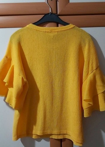 Sarı Pamuklu M beden koton şifon bluz - Görsel 5