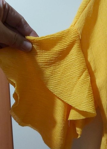 Sarı Pamuklu M beden koton şifon bluz - Görsel 3