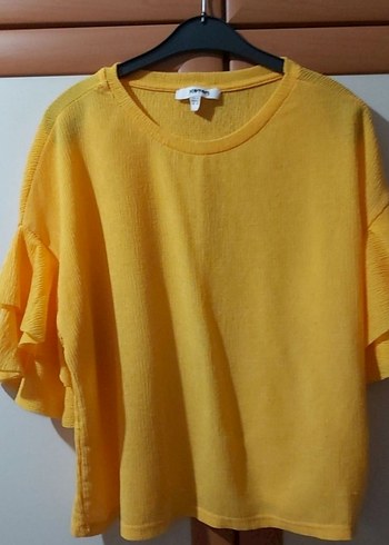 Sarı Pamuklu M beden koton şifon bluz - Görsel 2