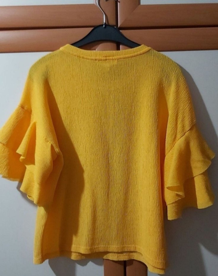 Sarı Pamuklu M beden koton şifon bluz - Görsel 5