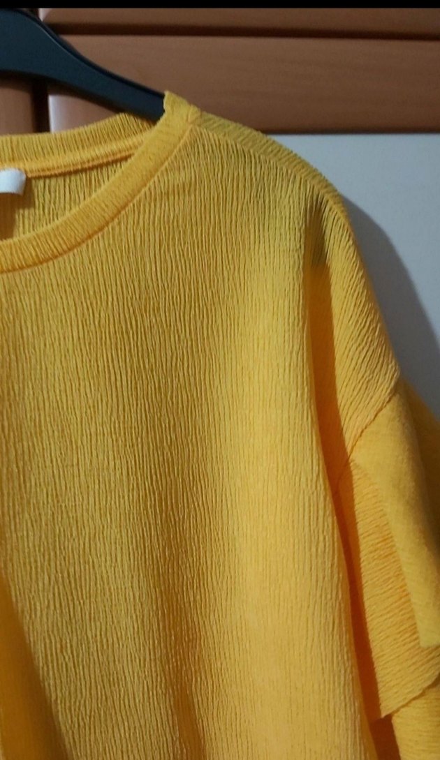 Sarı Pamuklu M beden koton şifon bluz - Görsel 4