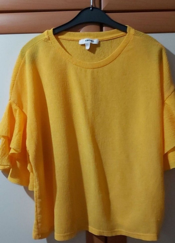 Sarı Pamuklu M beden koton şifon bluz - Görsel 2