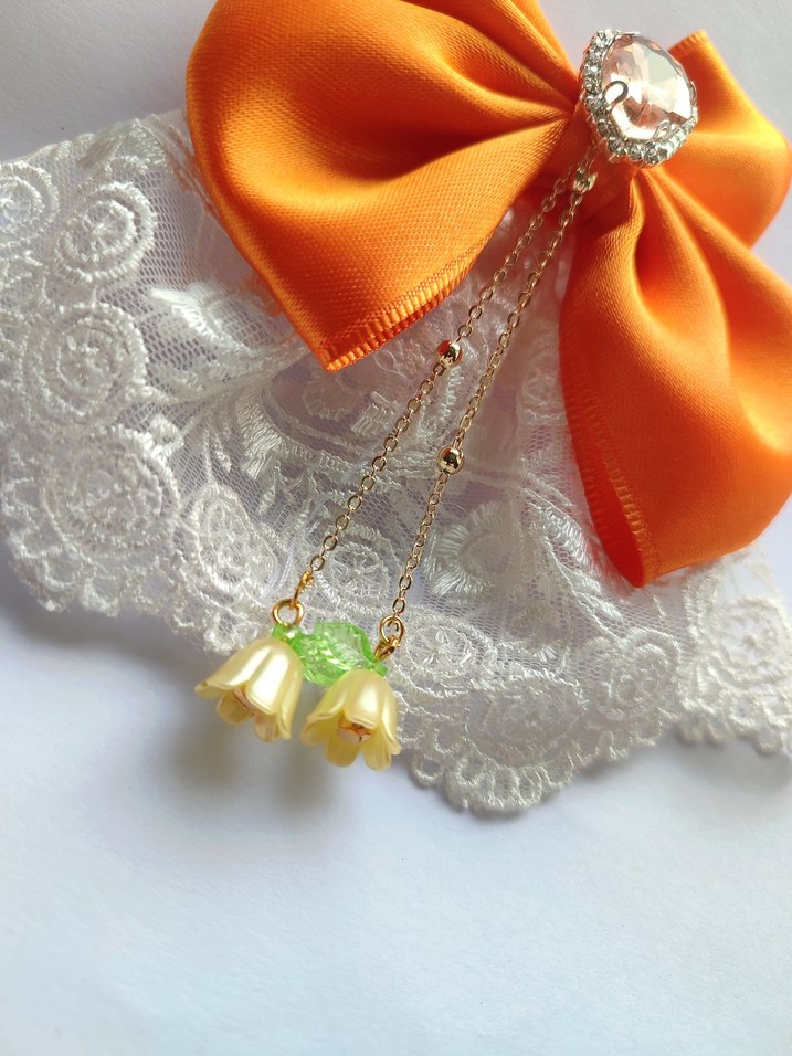 Turuncu Saten Fiyonklu Vintage Toka - Görsel 2