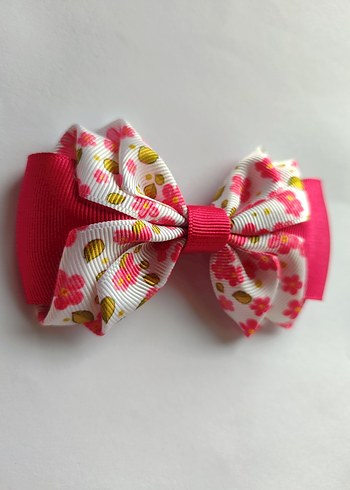 Çiçek Desenli Pembe Fiyonk Toka - Görsel 2