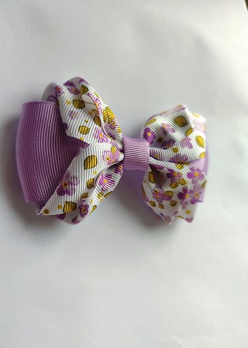  Lila Çiçekli Fiyonk Saç Tokası - Görsel 2