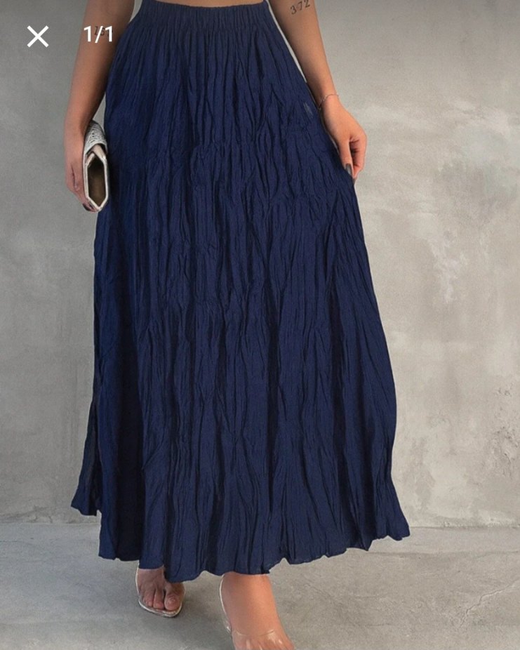 bordo ve lacivert kraş etek - Görsel 3