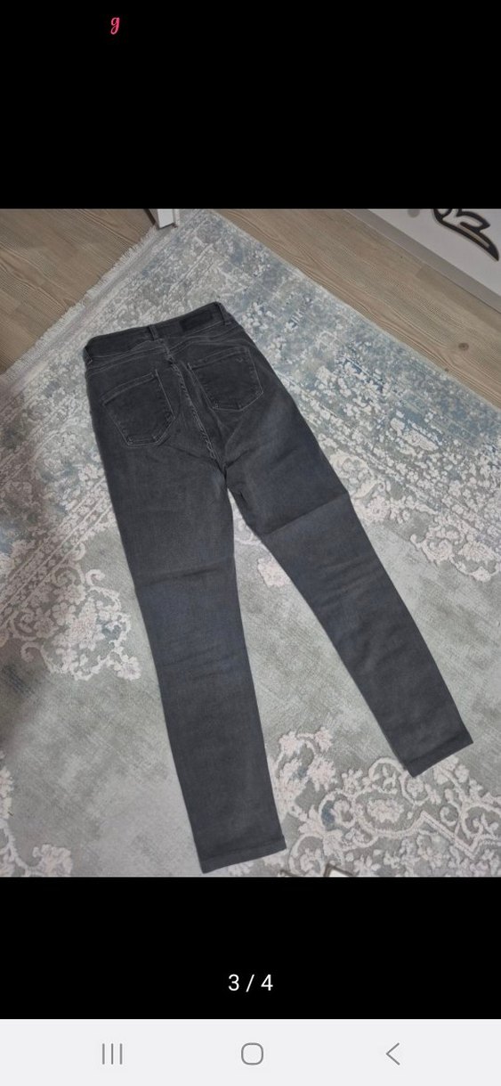 Gri Kadın Denim Regular Fit Pantolon - Görsel 3