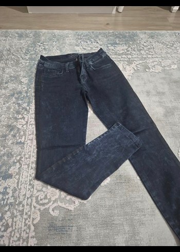 Gri Batik Desenli Kemerli Kadın Jean - Görsel 4