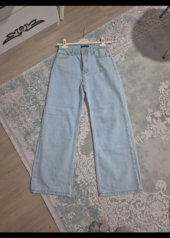 Kadın Açık Mavi Loose Fit Midi Kot Pantolon - Görsel 2